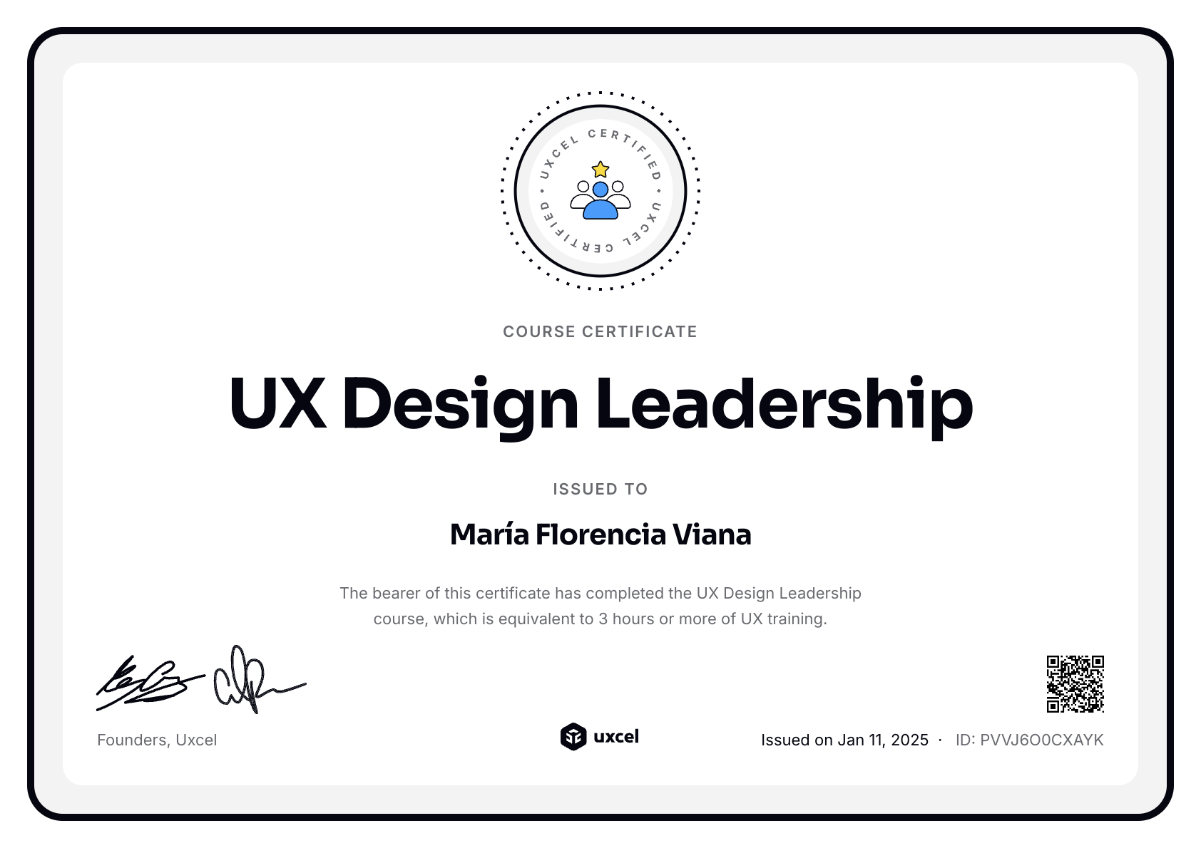 María Florencia Viana's certificate